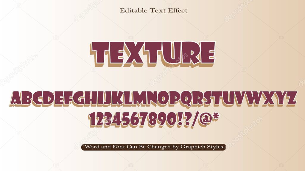 editable 3d texture with full set alphabet text effect