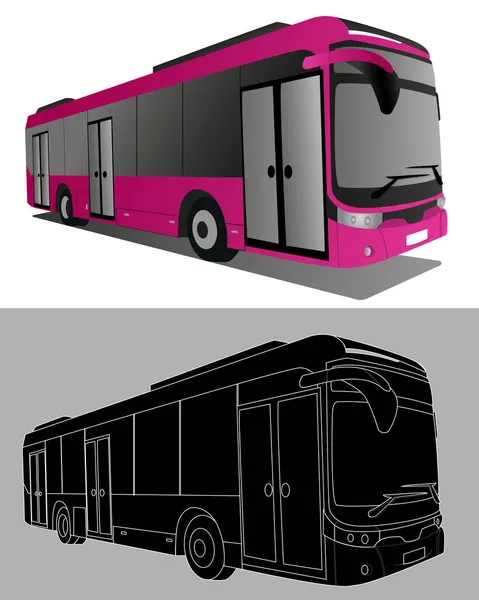 Moderno Bus Turistico Rosso Tech Con Full Color Ombra Nera — Vettoriale Stock