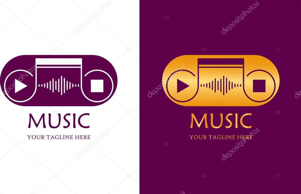 music logo, media player logo, and radio logo in two style by vector design