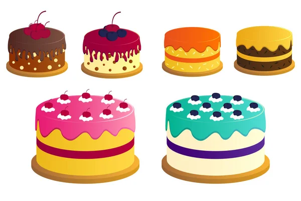 Zestaw Tortu Urodzinowego Tort Świętujący Według Projektu Wektora — Wektor stockowy