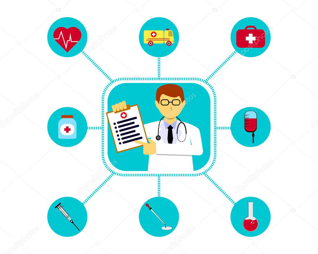 medical check up with doctor for healthcare and icon by vector design