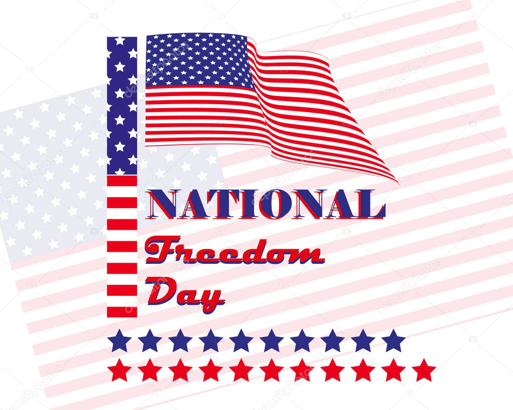 flat design national freedom day greeting with contain editable text by vector design