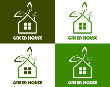 green house logo in various style by vector style