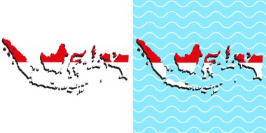 indonesia flag in 3d indonesia map by vector design