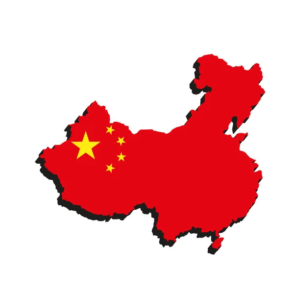 Isometrische China Flagge China Karte Von Vektor Design — Stockvektor
