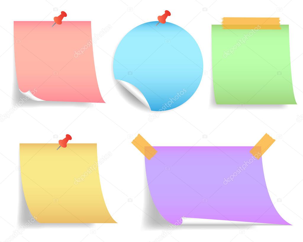 realistic paper note set with various color by vector design