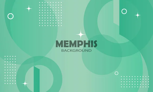 Abstrakcyjne Zielone Tło Memphis Okrągłych Kształtach Według Projektu Wektora — Wektor stockowy