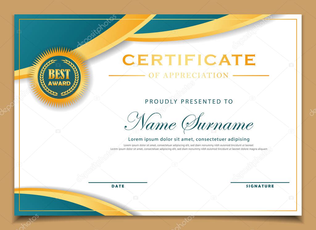luxury gold and blue diploma certificate template