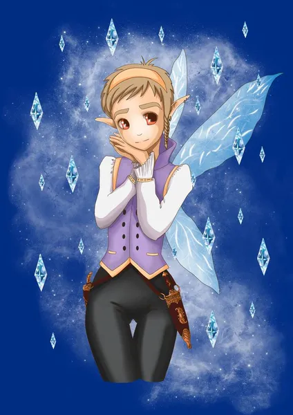 Anime Dívka Obleku Krystaly — Stock fotografie