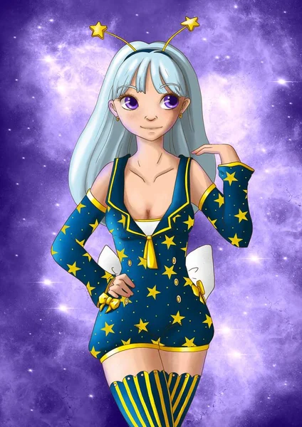 Anime Dívka Obleku Strunami — Stock fotografie