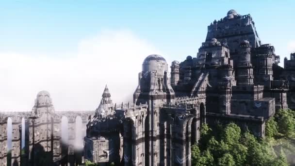 Fantasy Fairy Cyberpunk Castle Palace Ocean Postapocalypde Concept Dynamic Tree — Stock Video