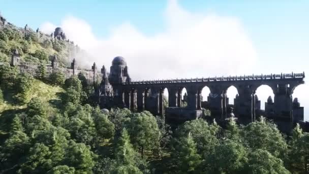 Fantasy Fairy Cyberpunk Castle Palace Ocean Postapocalypde Concept Dynamic Tree — Vídeos de Stock