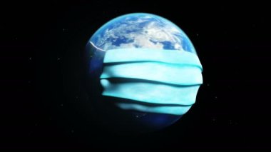 Earth planet in medical mask. Covid vaccination concept.