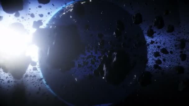 Asteroid Outer Space Earth Planet Realistic Animation — Vídeo de Stock