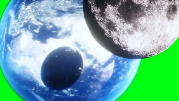 Moon Eclipse Outer Space Green Screen Footage — Vídeo de Stock