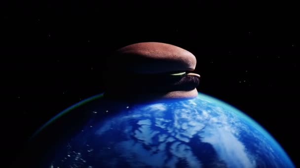 Burger Earth Planet Obesity Problem Concept Realistic Animation — Videoclip de stoc