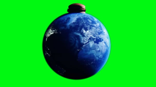 Burger Earth Planet Obesity Problem Concept Green Screen Isolate Realistic — Stock videók