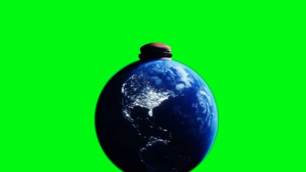 Burger Föld Bolygón Elhízás Probléma Koncepció Zöld Képernyő Izolálva Realisztikus — Stock videók