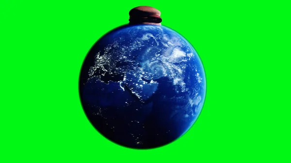 Burger Earth Planet Obesity Problem Concept Green Screen Isolate Rendering —  Fotos de Stock