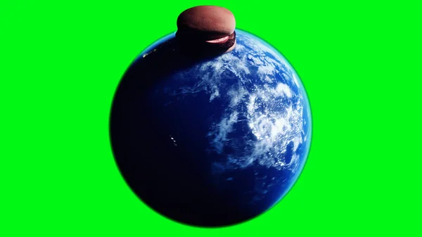 Burger Earth Planet Obesity Problem Concept Green Screen Isolate Rendering — 图库照片