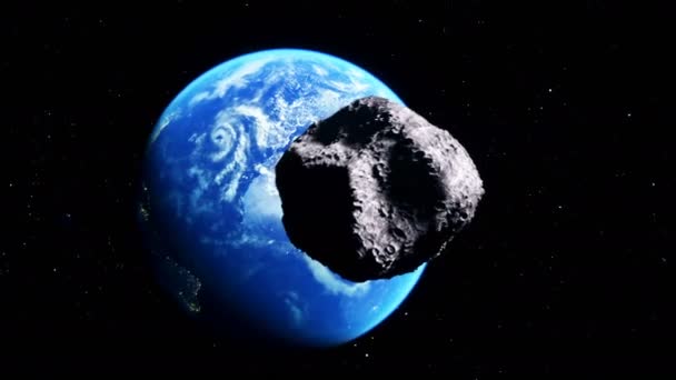 Asteroid Collides Earth Armageddon Apocalypse Concept Realistic Animation — Vídeo de Stock