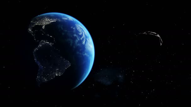 Asteroid Collides Earth Armageddon Apocalypse Concept Realistic Animation — Stock Video