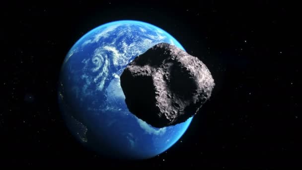 Asteroid Collides Earth Armageddon Apocalypse Concept Realistic Animation — Stockvideo