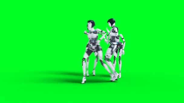 Female Sexy Robot Dancing Green Screen Isolate Footage — Stockvideo