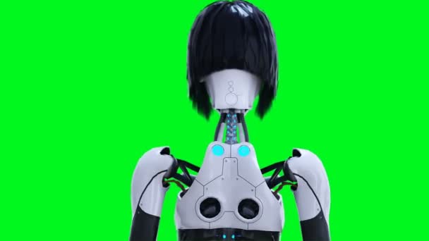 Female Sexy Robot Walking Green Screen Isolate Footage — 비디오