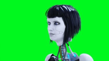 Seksi kadın robot, aylak kal. Yeşil ekran 4k görüntüsünü ayır