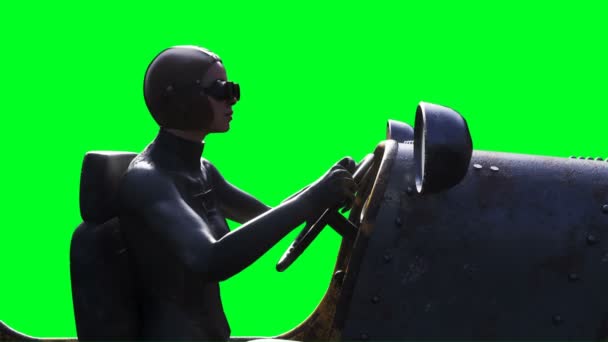 Futuristic Cyberpunk Flying Car Girl Green Screen Isolate Realistic Animation — Vídeo de stock