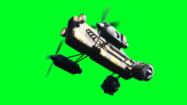 Futuristický Kyberpunk Létající Auto Holkou Izolovat Zelenou Obrazovku Realistická Animace — Stock video