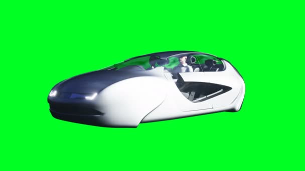 Futuristické Létající Auto Izolovat Zelenou Obrazovku Realistická Animace — Stock video
