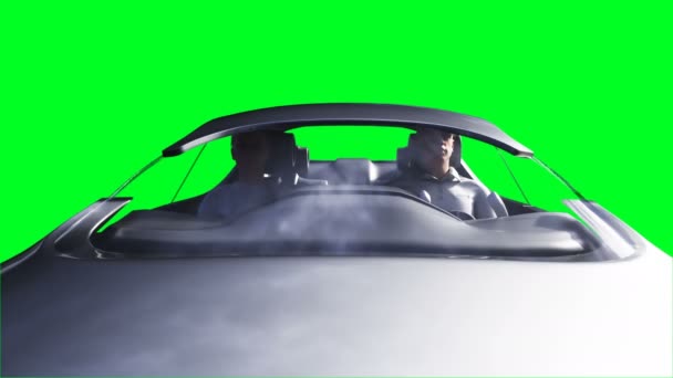 Futuristic Flying Car Green Screen Isolate Realistic Animation — Vídeo de Stock