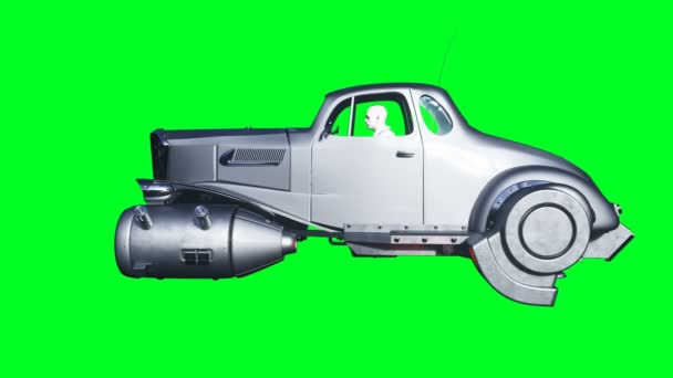 Futuristic Flying Car Green Screen Isolate Realistic Animation — Video