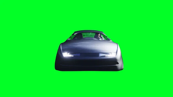 Futuristic Flying Car Green Screen Isolate Rendering — Stock Photo, Image