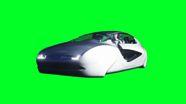 Futuristic Flying Car Green Screen Isolate Rendering — 图库照片