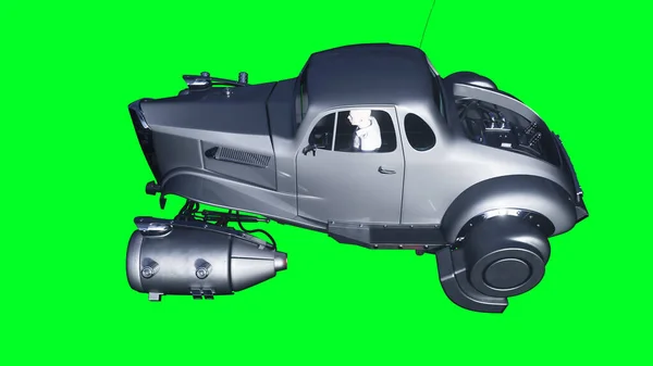 Futuristic Flying Car Green Screen Isolate Rendering — Zdjęcie stockowe