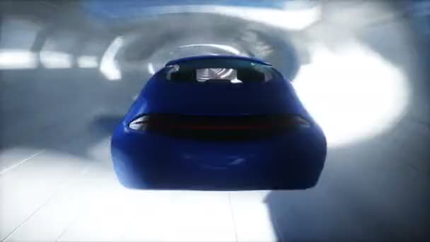 Futuristic Sci Tunnel Flying Futuristic Car Realistic Animation — Vídeos de Stock