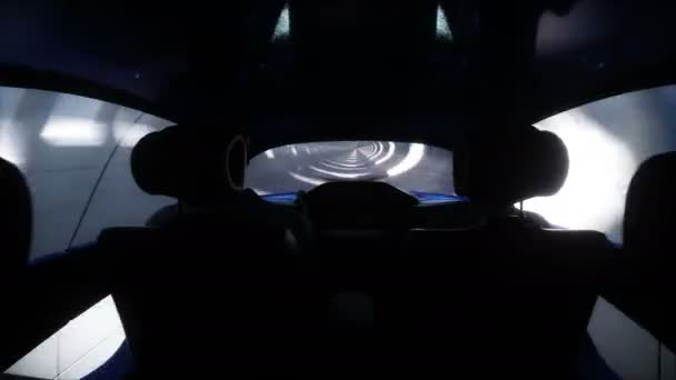 Futuristic Sci Tunnel Flying Futuristic Car Realistic Animation — Wideo stockowe