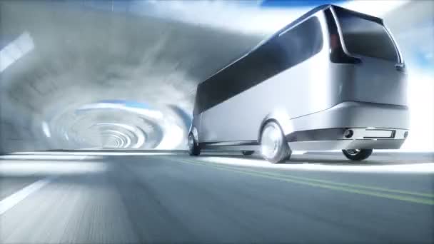 Futuristic Sci Tunnel Futuristic Bus Realistic Animation — ストック動画