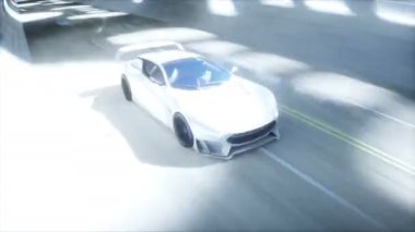 Futuristic sci fi tunnel. futuristic sport car. Realistic 4k animation
