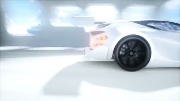 Futuristic Sci Tunnel Futuristic Sport Car Realistic Animation — Vídeo de stock