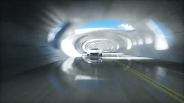 Futuristic Sci Tunnel Futuristic Sport Car Realistic Animation — стоковое видео
