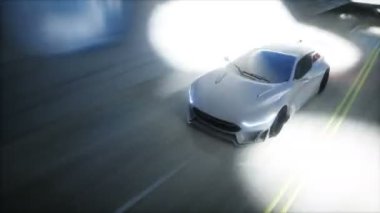 Futuristic sci fi tunnel. futuristic sport car. Realistic 4k animation