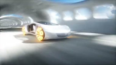 Futuristic sci fi tunnel. futuristic sport car. Realistic 4k animation