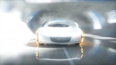 Futuristic sci fi tunnel. futuristic sport car. Realistic 4k animation