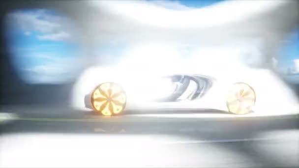 Futuristic Sci Tunnel Futuristic Sport Car Realistic Animation – Stock-video