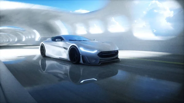 Futuristic Sci Tunnel Futuristic Sport Car — Stock Fotó