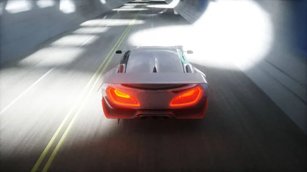 Futuristic sci fi tunnel. futuristic sport car.